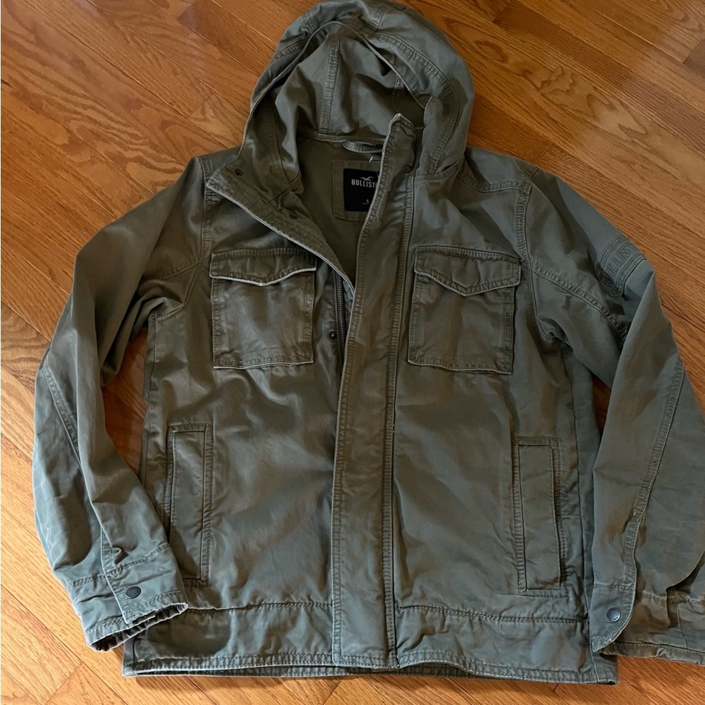Men's Hollister Olive Green Hooded Jacket Size Small